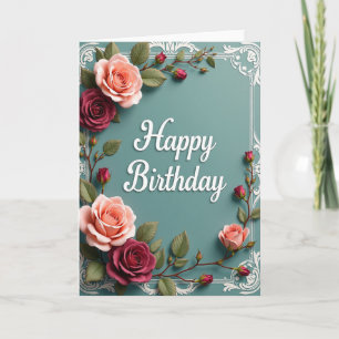 Carte d'anniversaire Rouge Cerise Pêche