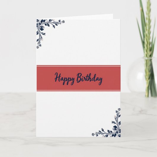 Carte d'anniversaire rouge élégante (Devant)
