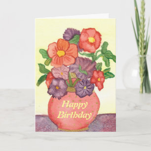 Carte d'anniversaire rouge et violet
