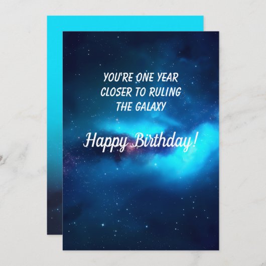 Carte d'anniversaire Royal Blue Outer Space (Devant / Derrière)