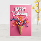 Carte d'anniversaire Ruban Joie (Fleur jaune)