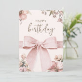 Carte d'anniversaire Ruban Rose (Debout devant)