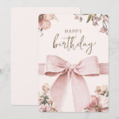 Carte d'anniversaire Ruban Rose (Devant / Derrière)
