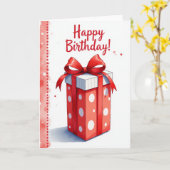 Carte d'anniversaire Ruban Rouge (Fleur jaune)
