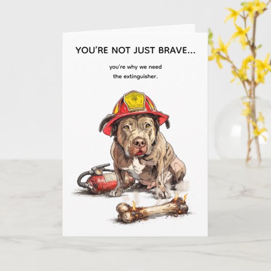 Carte d'anniversaire rude de pompier avec blague d (Fleur jaune)