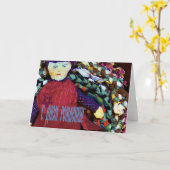 Carte d'anniversaire russe avec poupée en sac (Fleur jaune)