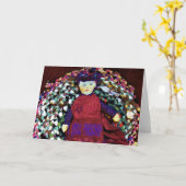 Carte d'anniversaire russe avec poupée en sac (Fleur jaune)