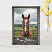 Carte d'anniversaire rustique avec cheval (Fleur jaune)