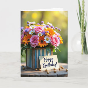 Carte d'anniversaire Rustique Box Blooms