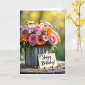 Carte d'anniversaire Rustique Box Blooms (Fleur jaune)