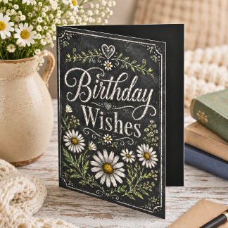 Carte d'anniversaire Rustique Campagne Marguerites