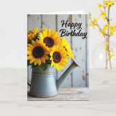 Carte d'anniversaire Rustique Can (Fleur jaune)