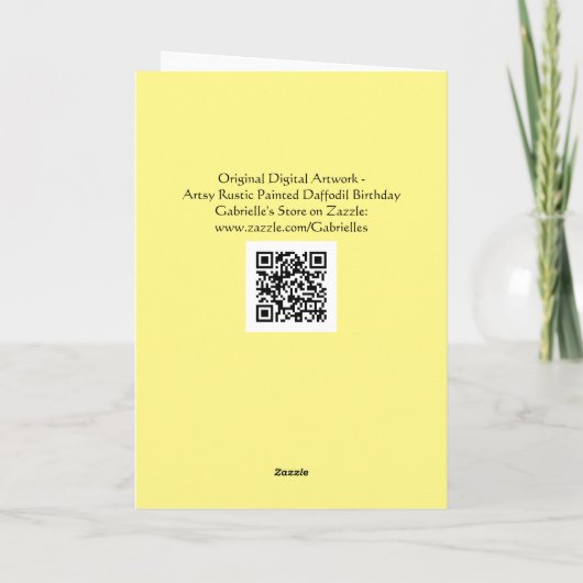 Carte d'anniversaire Rustique Daffodique (Dos)