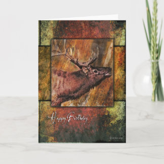 Carte d'anniversaire rustique de faune d'élans