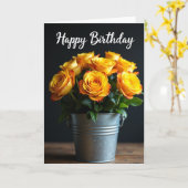 Carte d'anniversaire rustique festive (Fleur jaune)