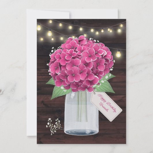 Carte d'anniversaire rustique florale rose pour sœ (Devant)
