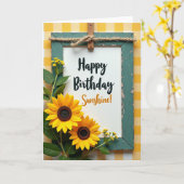 Carte d'anniversaire rustique sarcelle (Fleur jaune)