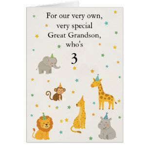 Carte d'Anniversaire Safari Animal Kids Age Photo