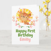 Carte d'anniversaire Safari Baby Lion (Fleur jaune)