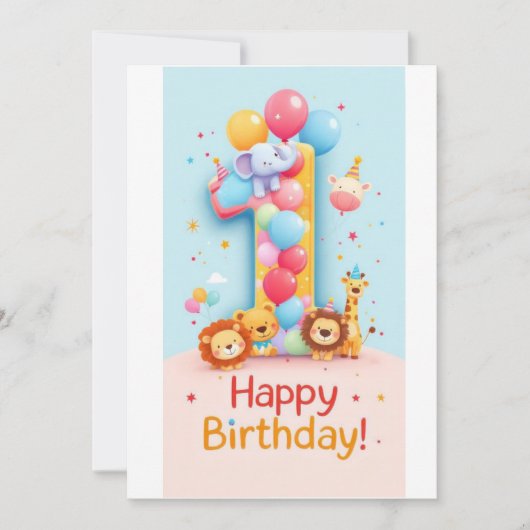 Carte d'anniversaire Safari d'un an (Devant)