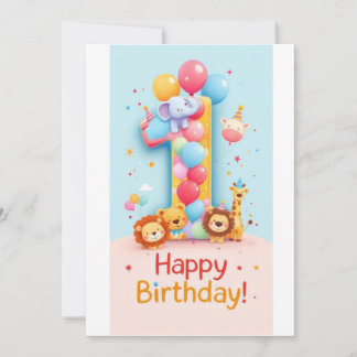 Carte d'anniversaire Safari d'un an