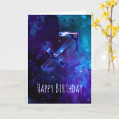 Carte d'anniversaire Sagittaire Espace Bleu (Fleur jaune)