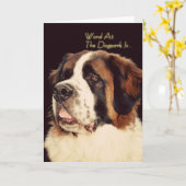 Carte d'anniversaire Saint Bernard (Fleur jaune)