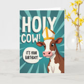Carte d'anniversaire Sainte Vache (Fleur jaune)