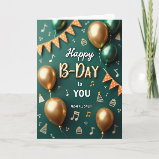 Carte d'anniversaire sarcelle dorée (Devant)