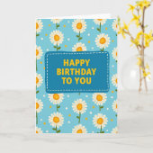 Carte d'anniversaire sarcelle festive (Fleur jaune)