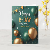 Carte d'anniversaire sarcelle or (Fleur jaune)
