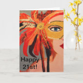 Carte d'anniversaire Sassy Lady "Happy 21st" (Fleur jaune)