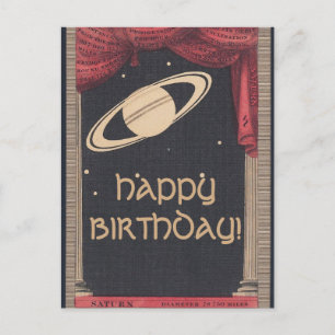 Carte d'anniversaire Saturn Astronomie vintage