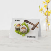 Carte d'anniversaire saumon Sushi Rolls (Fleur jaune)