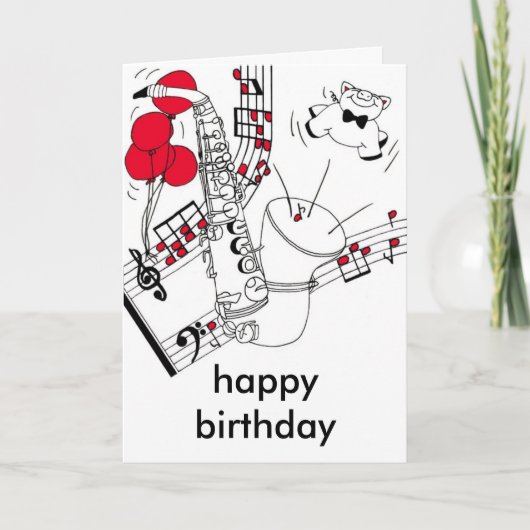 Carte d'anniversaire saxophone (Devant)