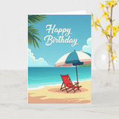 Carte d'anniversaire Scène de plage (Fleur jaune)