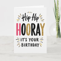 Carte d'anniversaire scintillante Hourra
