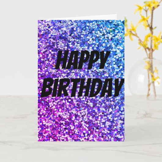 Carte d'anniversaire scintillante unique (Fleur jaune)