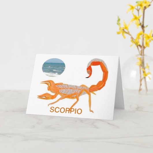 Carte d'anniversaire Scorpio avec Art numérique or (Fleur jaune)