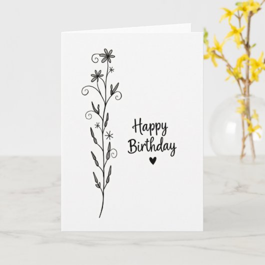 Carte d'anniversaire Script Bloom (Fleur jaune)