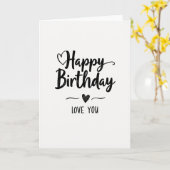 Carte d'anniversaire Script Heart (Fleur jaune)