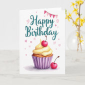 Carte d'anniversaire Scripted Hearts (Fleur jaune)