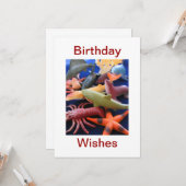 Carte d'anniversaire Sea Life Animaux (Devant/Arrière en situation)