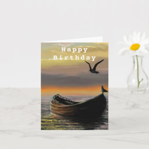 Carte d'anniversaire Sea Sunset Boat - Calme