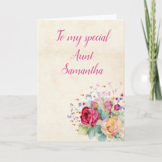 Carte d'anniversaire Sentimental Floral Tante (Devant)