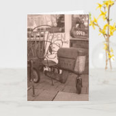 Carte d'anniversaire "Sepia Antique Toy Tractor" (Fleur jaune)