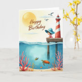 Carte d'anniversaire Serene Waterline (Fleur jaune)