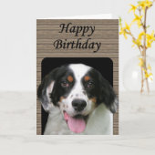 Carte d'anniversaire Setter anglais (Fleur jaune)