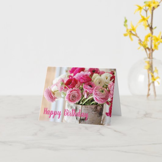 Carte d'anniversaire - Shabby Chic Bouquet (Fleur jaune)