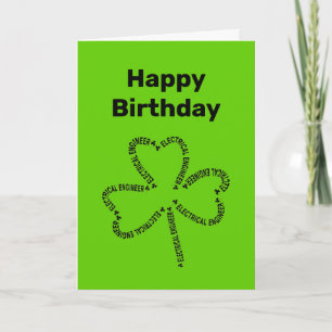 Carte d'anniversaire Shamrock Texte Ingénieur Élec